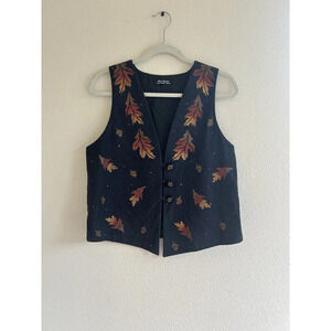 Brie Kriebel Clothing Hand Painted Leaf Autumn Vest Wearable Art  Art To Wear XS